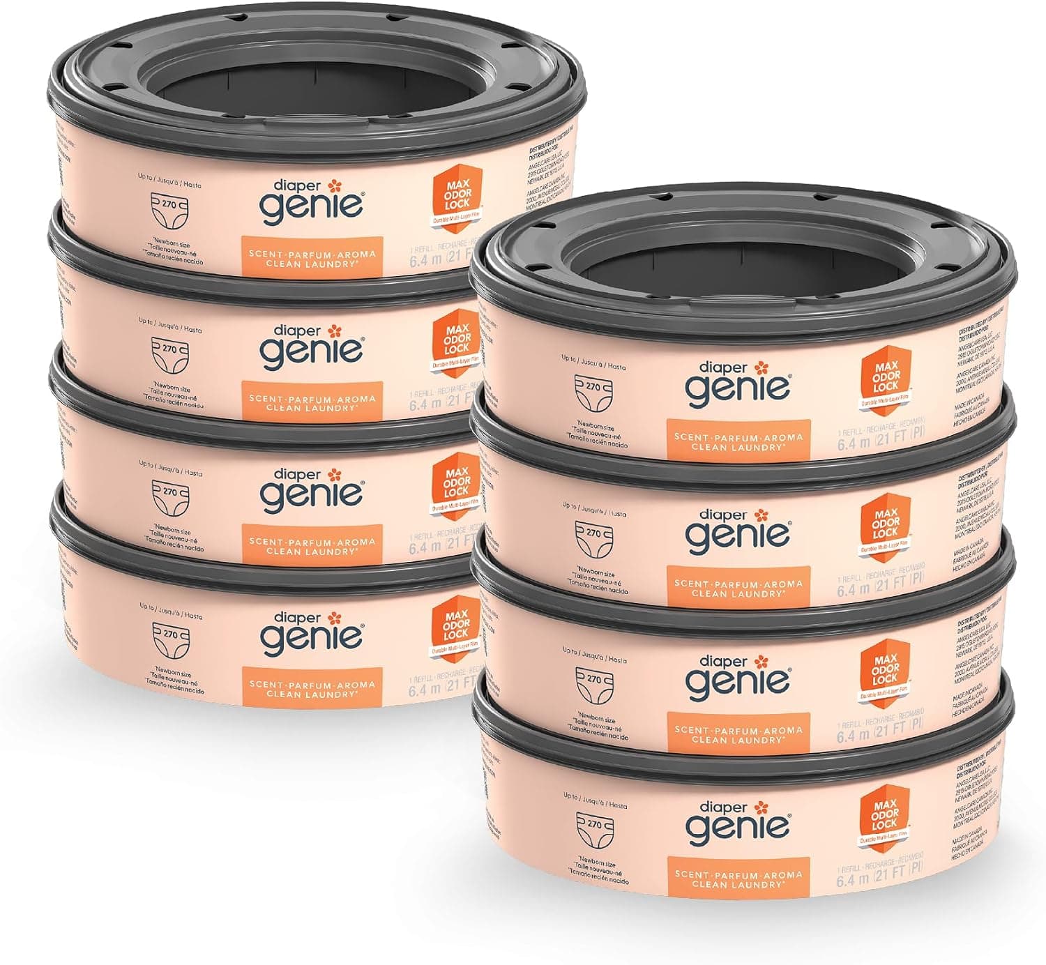 Diaper Genie Playtex Clean Laundry Refill Bags, Pack of 8