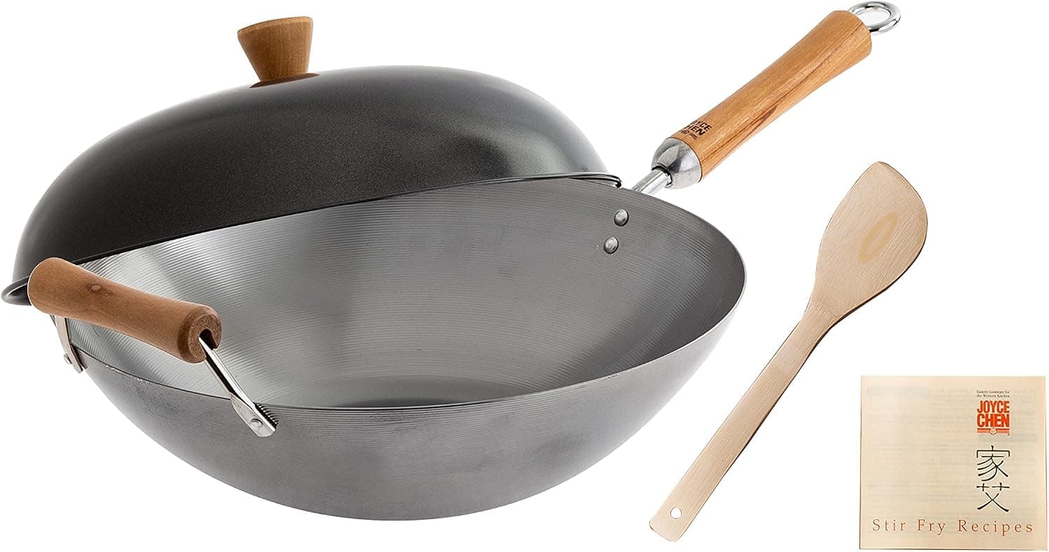 Joyce Chen 14-Inch Carbon Steel Wok Set with Lid