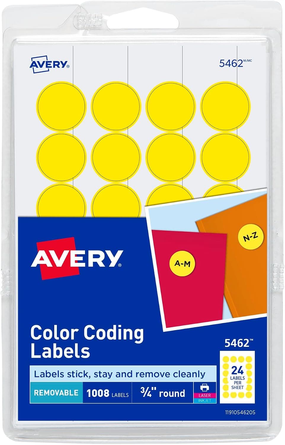 3/4" Round Removable Color Coding Labels