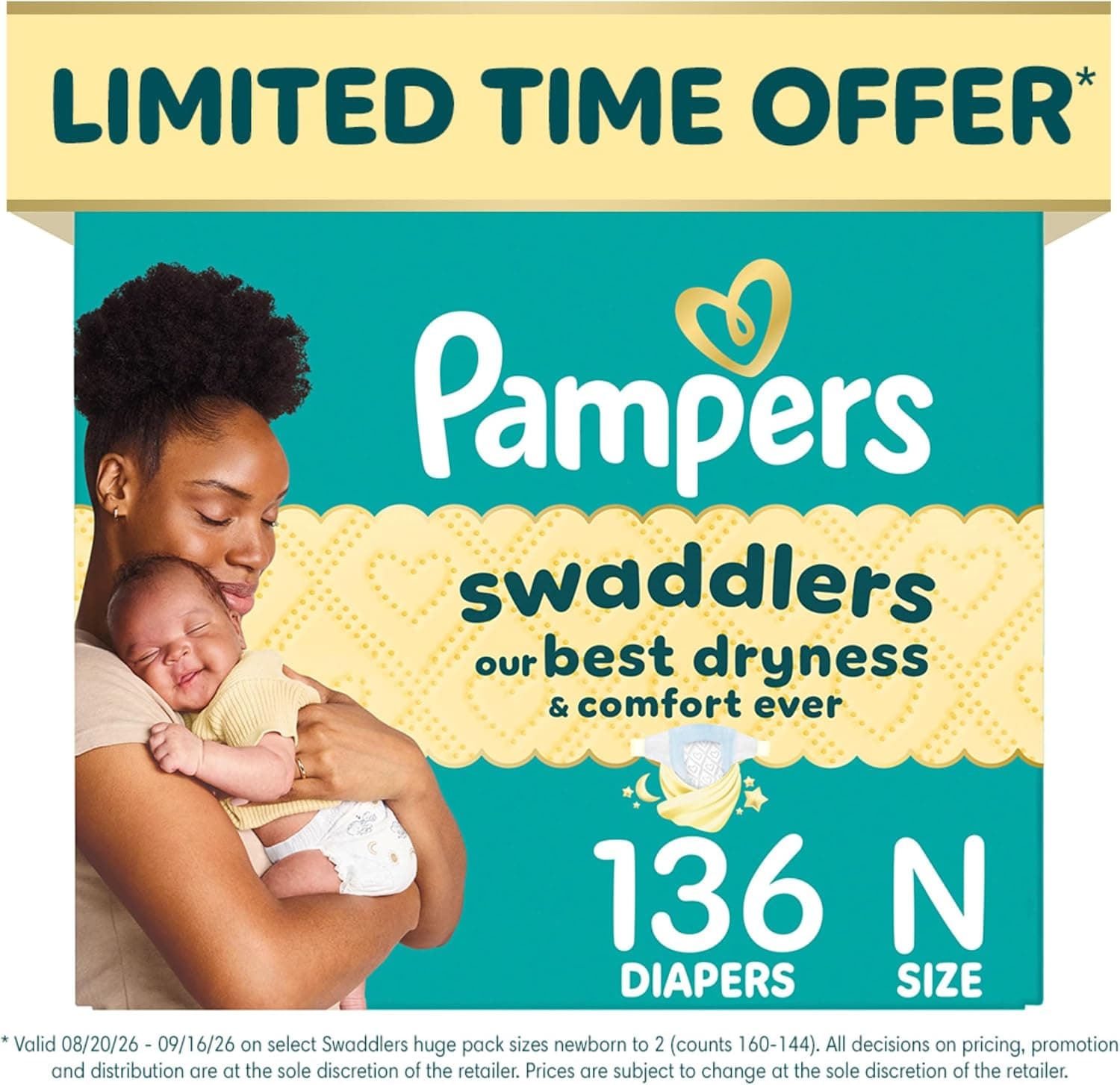 Pampers Swaddlers Size 0 Diapers, 136 Count