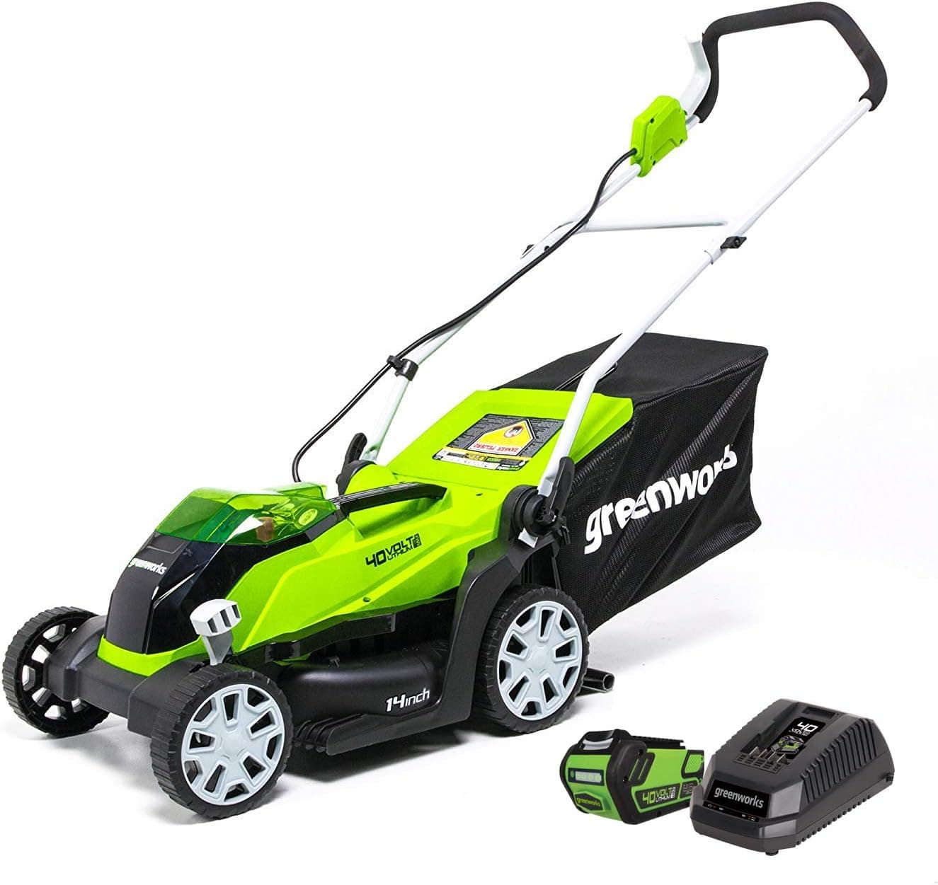 Greenworks 40V 14-Inch Cordless Lawn Mower with Battery and Charger