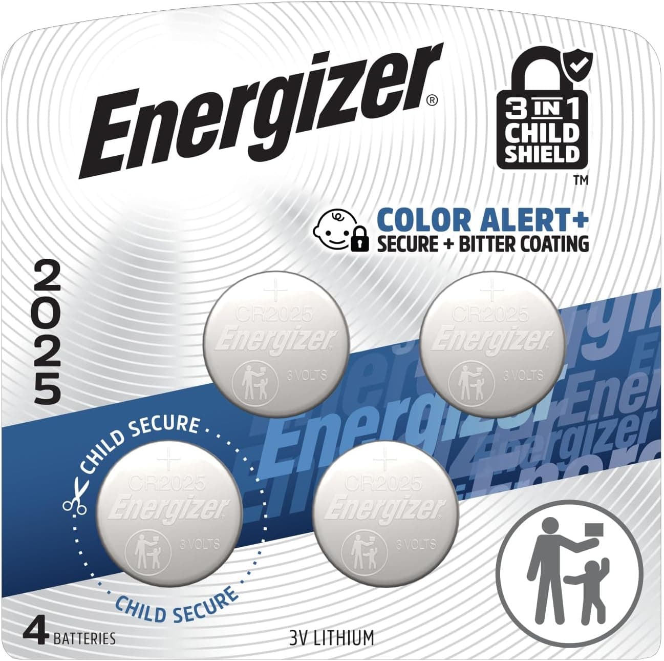Energizer 2025 Batteries (4 Pack), 3V Lithium Coin Batteries