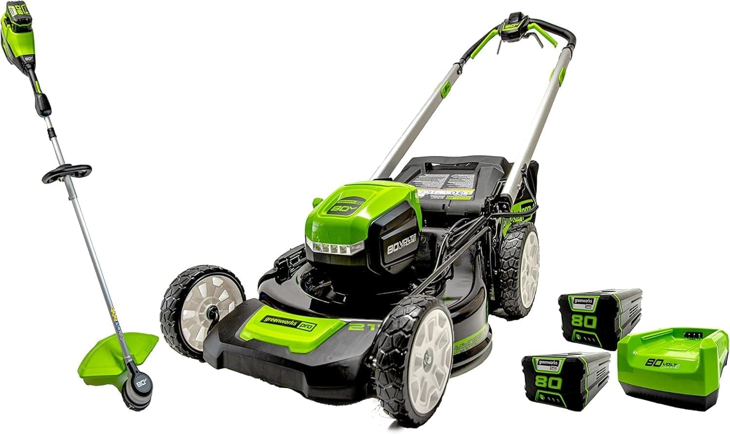 Greenworks PRO 80V 21-Inch Self-Propelled Mower & 16-Inch String Trimmer Kit